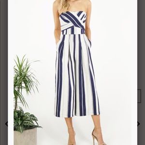 Anthropologie Striped Jacquard Jumpsuit
